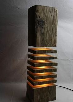 Stacked Pillar Wood Lamp